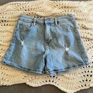 High rise denim shorts